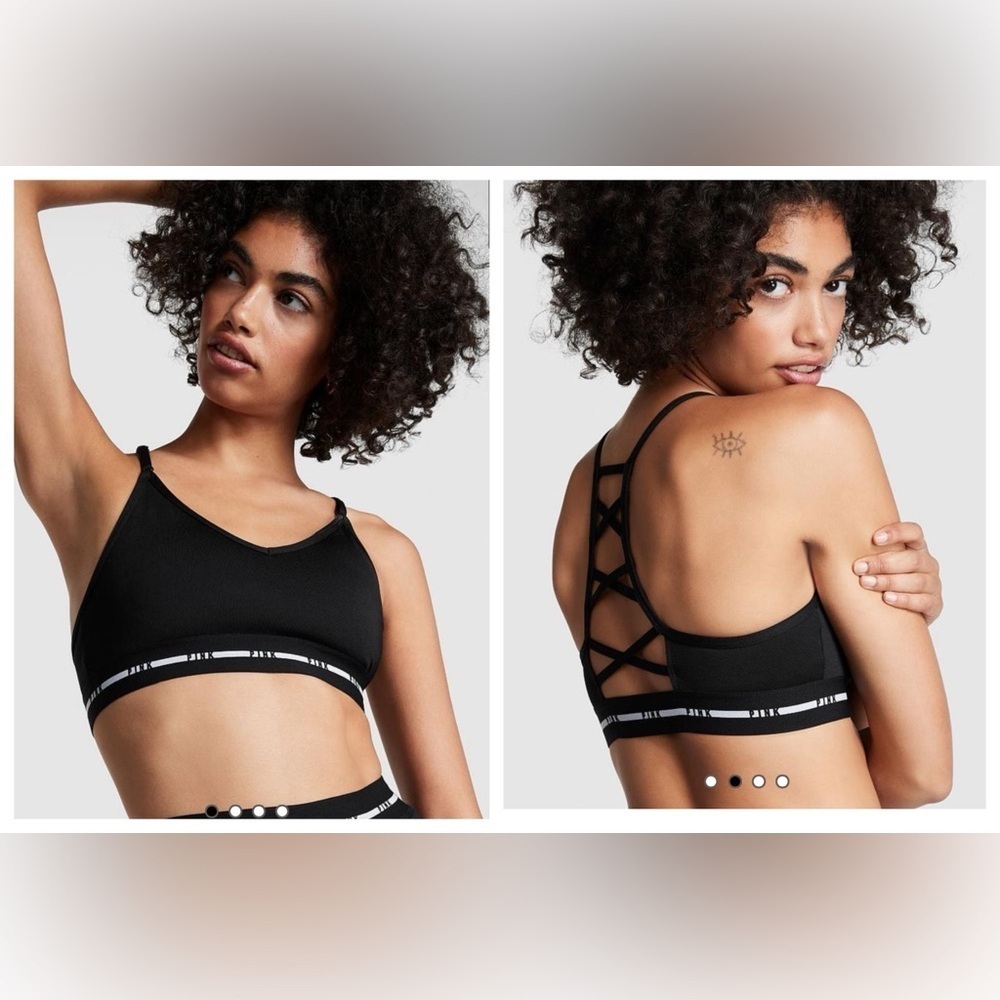 PINK Active Ultimate Lightly Lined Ladder Lace Up Detail Sports Bra. Size S